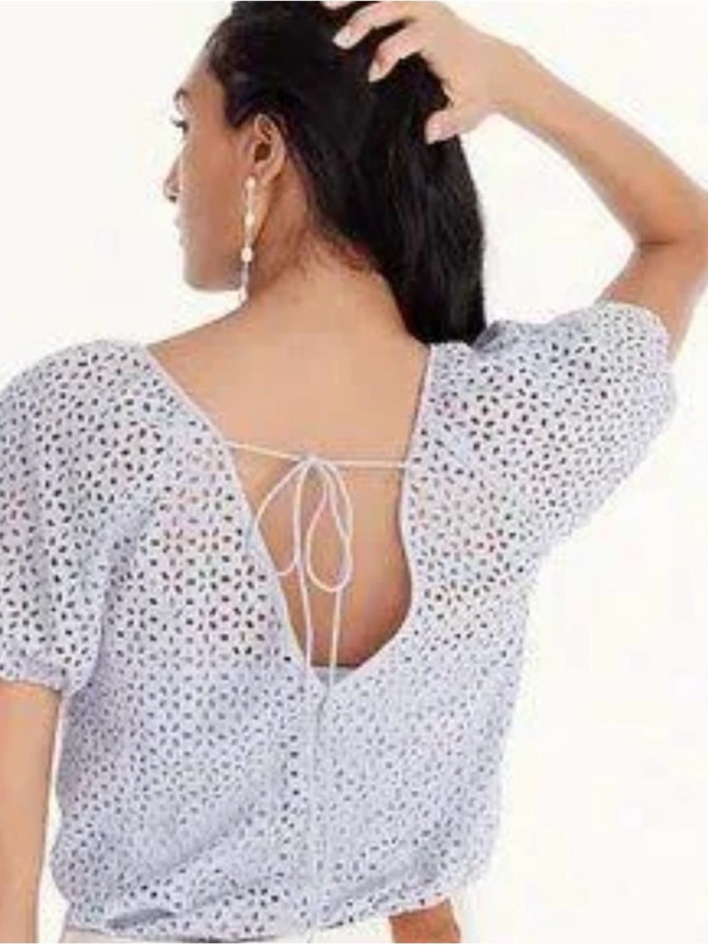 J. Crew Lavender V-Back Eyelet Short-Sleeve Blouse - Picture 2 of 7